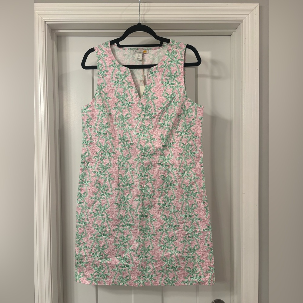 NWT C&C California Pink and Green Tropical Midi Dress - Size 10